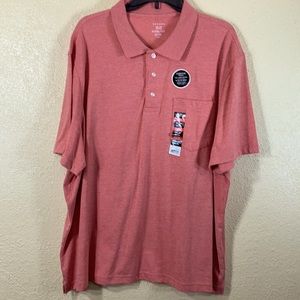 George Men's Polo Shirt Red 2XL 50-52 Big & Tall Stretchy Pullover Short Sleeve